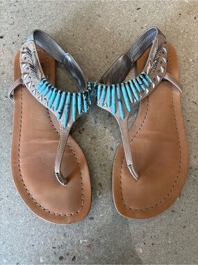Circus by Sam Edelman Embellished Turquoise Thong Sandals / size 8